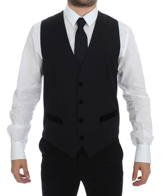 Dolce & Gabbana Elegant Black Wool Formal Dress Vest