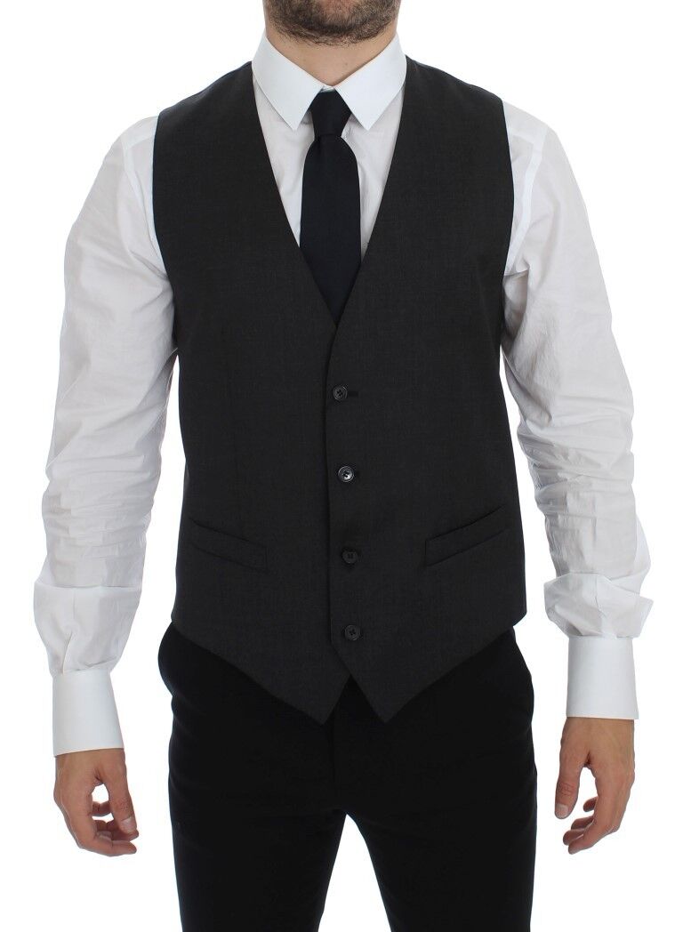 Dolce & Gabbana Elegant Gray Wool Formal Dress Vest